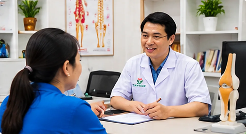 Bác sĩ trao đổi phác đồ điều trị với người bệnh